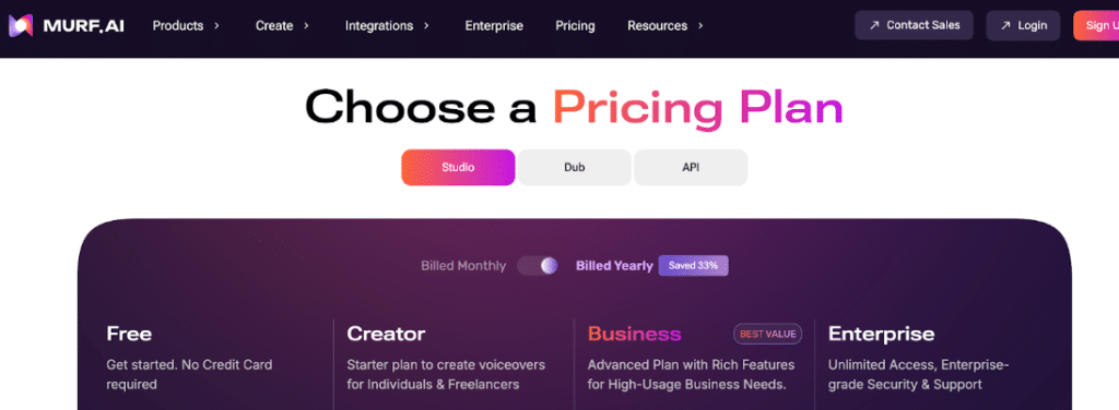 Murf AI Pricing Plan