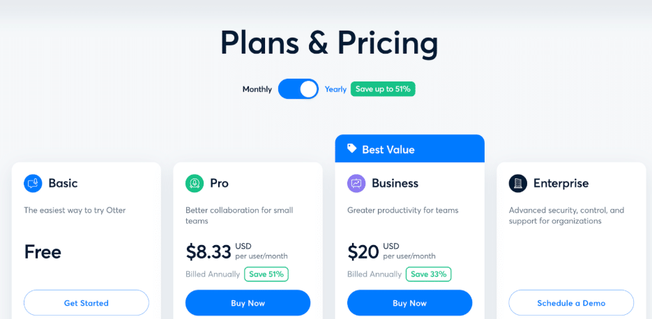 Pricing Plan Otter AI Coupon Codes