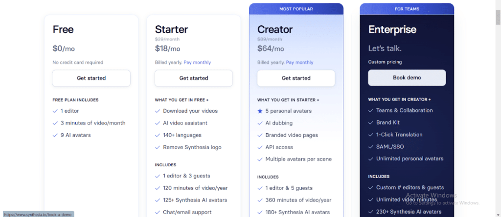 Synthesia Pricing